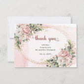 Romantic Dusty Pink Floral Greenery Thank You Card Bedankkaart (Voorkant)