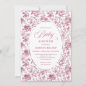 Romantic Dusty Pink Floral Roses Boho Baby Shower Kaart (Voorkant)