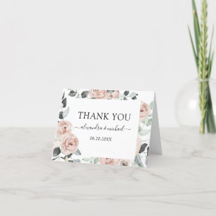 Romantic Dusty Pink Floral Weddenschap Bedankt