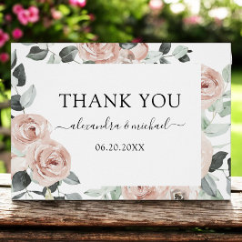 Romantic Dusty Pink Floral Weddenschap Bedankt