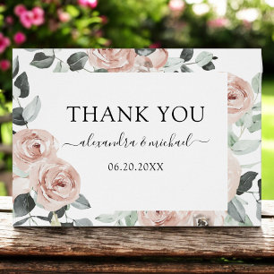 Romantic Dusty Pink Floral Weddenschap Bedankt