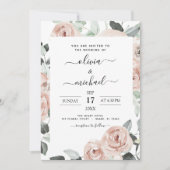Romantic Dusty Pink Floral Wedding Kaart (Voorkant)
