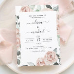 Romantic Dusty Pink Floral Wedding Kaart<br><div class="desc">Dusty Pink Floral Rozen en Eucalyptus Botanical Greenery Waterverf Wedding Spring of Summer Wedding Invitations - inclusief prachtige en elegante scripttypografie met moderne tropische botanische bloemen en groen voor de speciale viering van de huwelijksdag.</div>