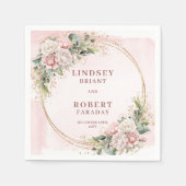 Romantic Dusty Pink Flowers Greenery Gold Glitter  Servet (Voorkant)