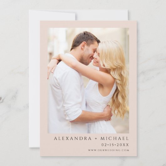 Romantic Dusty Pink Foto Eucalyptus Weddenschap Kaart (Achterkant)