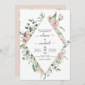 Romantic Dusty Pink Foto Eucalyptus Weddenschap Kaart (Voorkant / Achterkant)