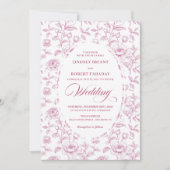 Romantic Dusty Pink Roses Pattern Wedding Invite Kaart (Voorkant)