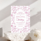 Romantic Dusty Pink Roses Pattern Wedding Invite Kaart