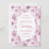 Romantic Dusty Pink Toile de Jouy Wedding Invites Kaart (Voorkant)