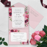 Romantic Dusty Roos Peony Modern Lijst All In One Uitnodiging<br><div class="desc">Elementen: Rozen en pinda's op een stoffige roos achtergrond. Je details zijn omgeven in een modern geometrisch lijst. De moderne sans serif doopvonten worden gebruikt voor een schone blik. Kleuren: stoffige roos, Bourgogne, marsala, moerbeien, blozen, duif, crème, pruimen, groen. Thema's: romantisch, botanisch, boho, natuurlijk, betoverende tuin, , land. Bohemen tuin....</div>