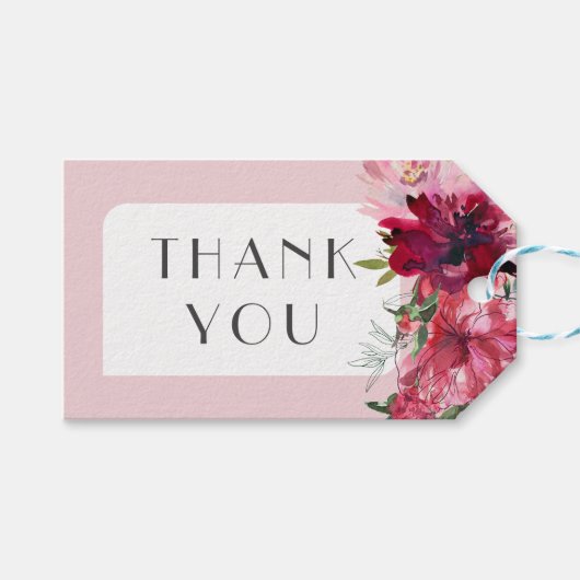 Romantic Dusty Roos Peony Modern Lijst Cadeaulabel (Voorkant (Horizontaal))