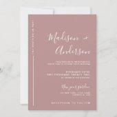 Romantic Dusty Roos roze met foto-bruiloft Kaart (Voorkant)