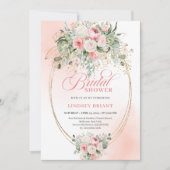 Romantic Dusty Rose Eucalyptus Gold Bridal Shower Kaart (Voorkant)