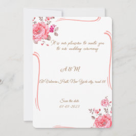 Romantic Dusty Rose Floral Invitation Kaart