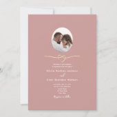 Romantic Dusty Rose QR Code Photo Wedding Kaart (Voorkant)