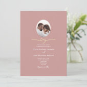 Romantic Dusty Rose QR Code Photo Wedding Kaart (Staand voorkant)