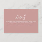 Romantic Dusty Rose Wedding Details Informatiekaartje (Voorkant)