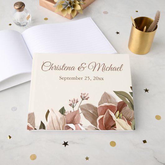 Romantic Dusty Rose Wedding Gastenboek (Voorkant open)
