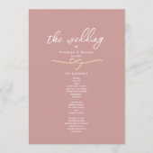 Romantic Dusty Rose Wedding Program Programmakaart (Voorkant)
