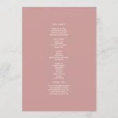 Romantic Dusty Rose Wedding Program Programmakaart (Achterkant)