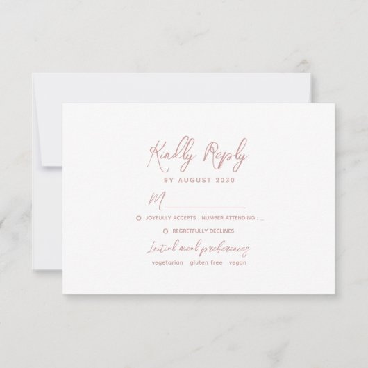 Romantic Dusty Rose Wedding RSVP Kaartje (Voorkant)