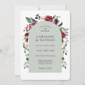 Romantic Dusty Sage Arch Floral Wedding Kaart (Voorkant)