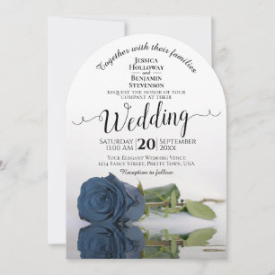 Romantic Dusty Steel Blue Roos Elegant Wedding Kaart