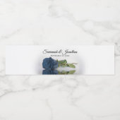 Romantic Dusty Steel Blue Roos Elegant Wedding Waterfles Etiket (Enkel label)