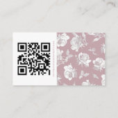 Romantic Dusty White Pink Floral QR code Informatiekaartje (Achterkant)