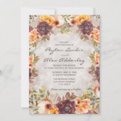 Romantic Earthy Tones Herfst Autumn Floral Wedding Kaart (Voorkant)