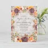 Romantic Earthy Tones Herfst Autumn Floral Wedding Kaart (Staand voorkant)