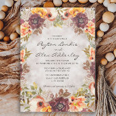 Romantic Earthy Tones Herfst Autumn Floral Wedding Kaart