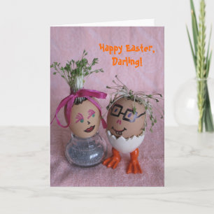 Romantic Easter Eggmen Couple Eggs met Hair Serie Feestdagen Kaart