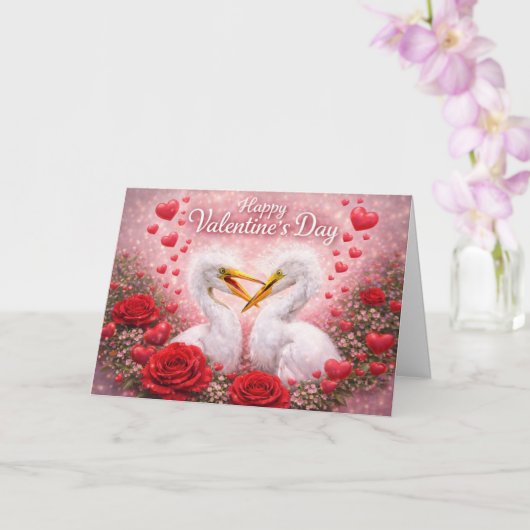 Romantic Egrets Valentine’s Day – Love & Nature Kaart (Orchidee)