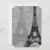 Romantic Eiffel Tower Damask Wedding Kaart (Achterkant)
