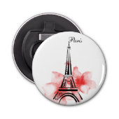 Romantic Eiffel Tower Paris Button Flesopener (Voorkant)