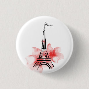 Romantic Eiffel Tower Paris Ronde Button 3,2 Cm