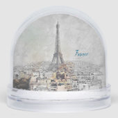 Romantic Eiffel Tower Paris Snow Globe – Vintage  Sneeuwbol (Voorkant)