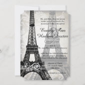 Romantic Eiffel Tower Shadows Damask Wedding Kaart (Voorkant)