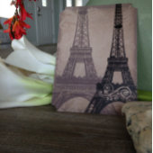 Romantic Eiffel Tower Shadows Damask Wedding Kaart