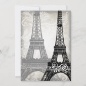 Romantic Eiffel Tower Shadows Damask Wedding Kaart (Achterkant)