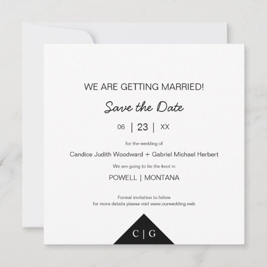 Romantic Elegant 3 Foto's Engaged Couple Session Save The Date (Achterkant)