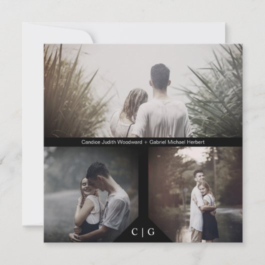 Romantic Elegant 3 Foto's Engaged Couple Session Save The Date (Voorkant)