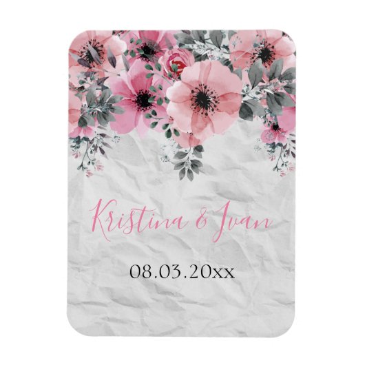 Romantic Elegant Antiek Floral Wedding Magneet (Verticaal)