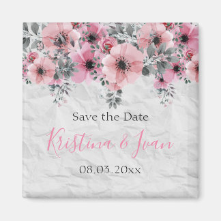 Romantic Elegant Antiek Floral Wedding Magneet