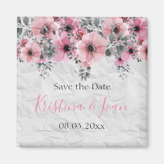 Romantic Elegant Antiek Floral Wedding Magneet (Voorkant)