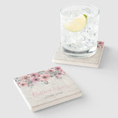 Romantic Elegant Antiek Floral Wedding Stenen Onderzetter (Zijkant)