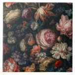 Romantic Elegant Baroque Flowers Oil Painting Tegeltje<br><div class="desc">Romantic Dark Elegant Baroque Flowers Oil Painting keramische tegel</div>