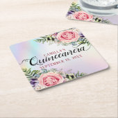 Romantic Elegant Charming Floral Quinceañera Kartonnen Onderzetters (Schuin)