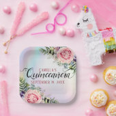 Romantic Elegant Charming Floral Quinceañera Papieren Bordje (Feest)